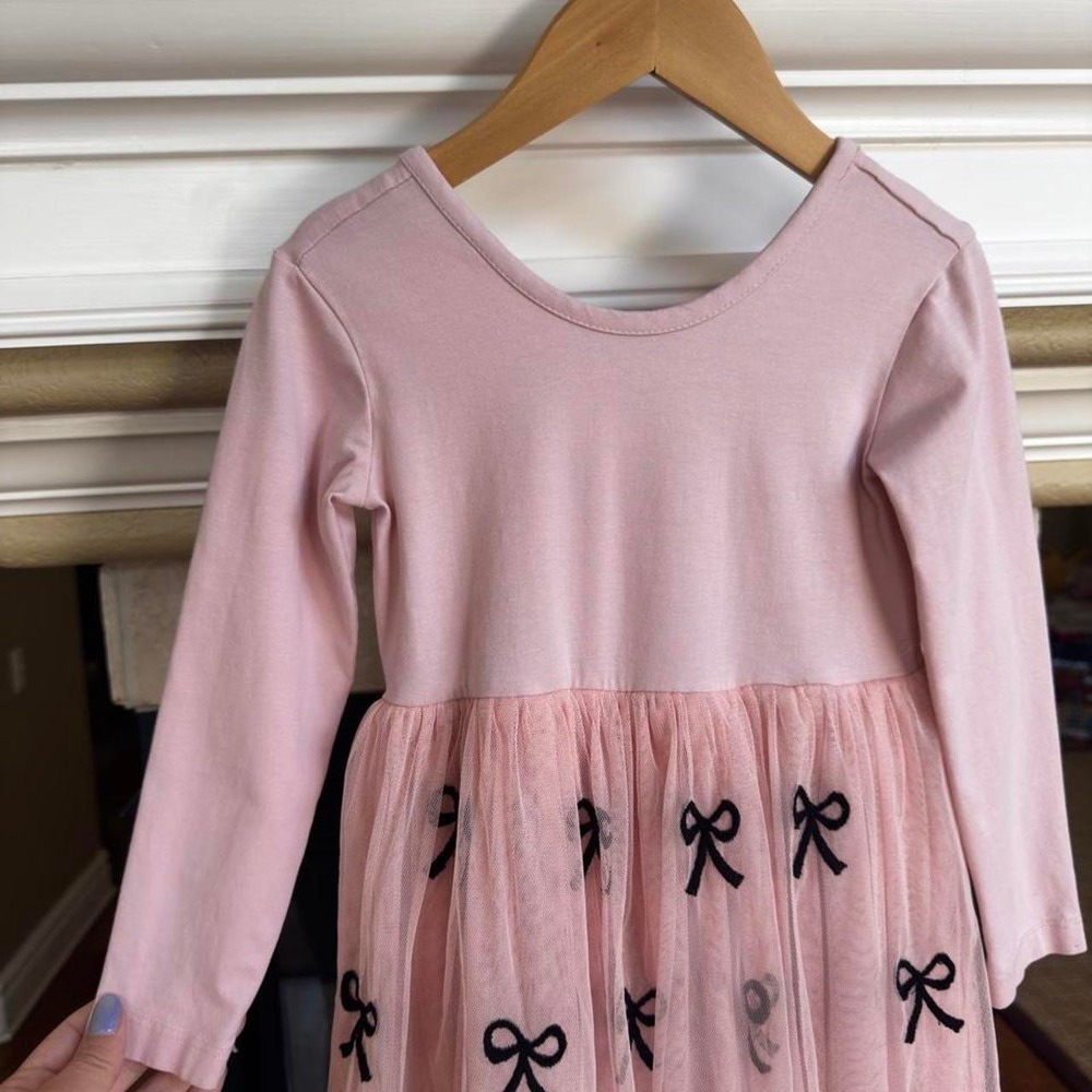 Hanna Andersson Pink Tulle Skirt with Black Bows Dress size 4T - Picture 3 of 5